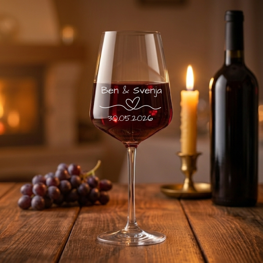 Weinglas mit Lasergravur Namen und Datum – romantisches Geschenk zur Hochzeit Jahrestag