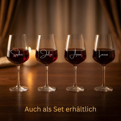 4er Set personalisierte Weingläser mit Namen Sophie, Julia, Anna, Laura – auch als Set erhältlich
